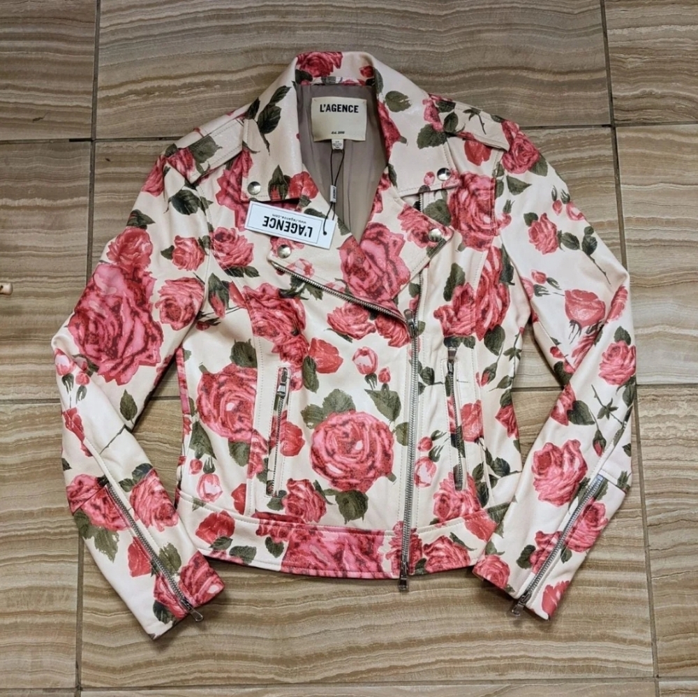 L'AGENCE Dawn Rose Wood Leather Jacket XS